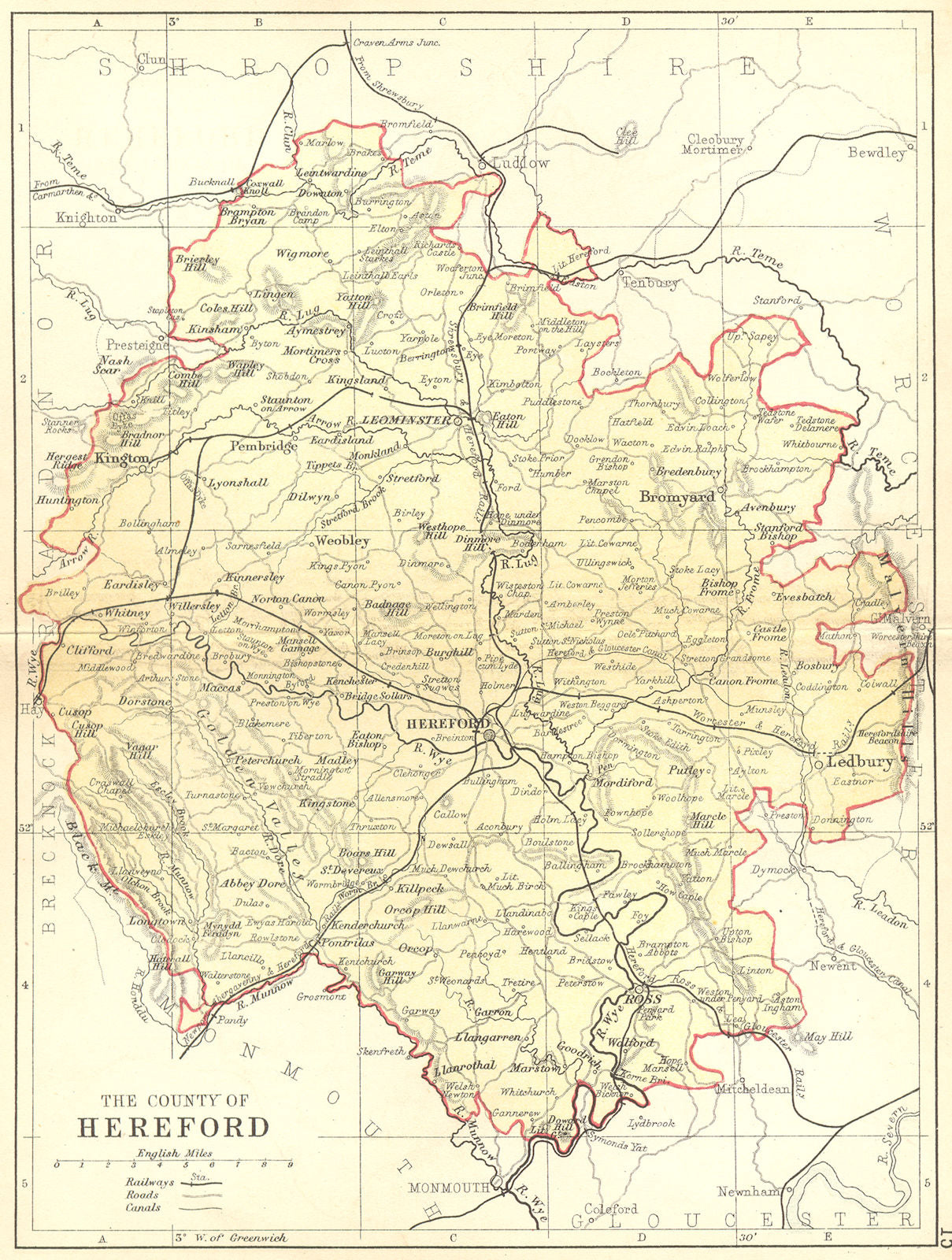 HEREFORD. Philip 1876 old antique vintage map plan chart